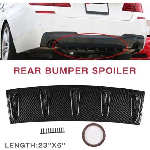 Mayitr 1pc 58cm ABS Plastic Car Auto Lower Rear Body Bumper Lip Diffuser 5 Shark Fins Spoiler DIY Moulding