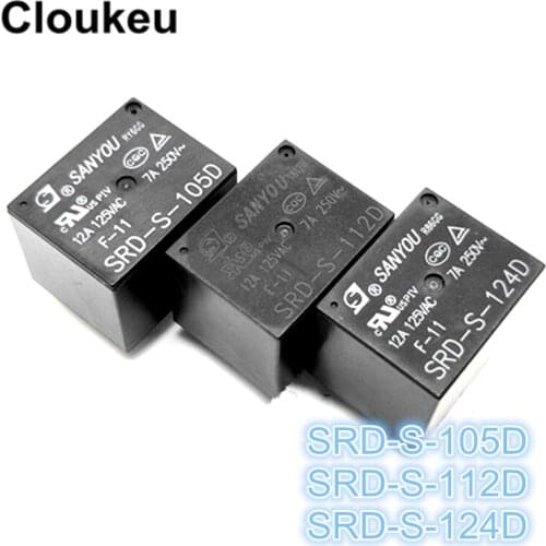 2Pcs Relay DIP5 SRD-S- 105D 112D 124D 5V 12V 24V T73 10A