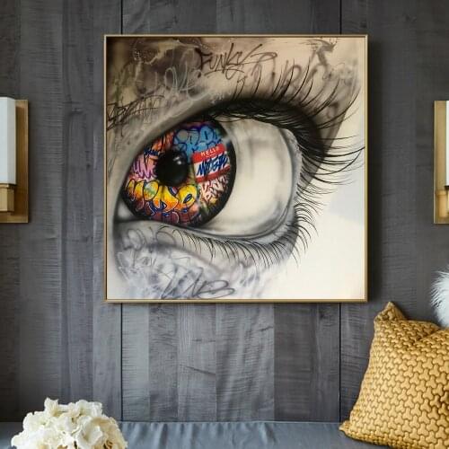 Modern Abstract Graffiti Eye Street Art Picture On Canvas Wall Art Prints Fine Poster Painting For Living Room Wall Decoration