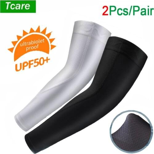 Tcare 2Pcs Arm Sleeves Sports Safety Running Warmers Sun UV Protection Hand Sleeve Cover Cooling Warmer for Golf Cycling Fishing