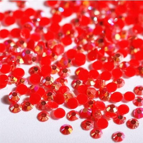 Siam Jelly AB Non Hotfix Resin 2~4mm Nail Art Shiny Rhinestone Round Flatback Glue On Diamonds DIY 3D Nail Art Decoration