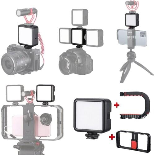 6W Mini LED Photography Lighting Selfie Vlog Portable Soft Lights with Stand Built-in Battery for Canon Nikon Sony Phone Camera
