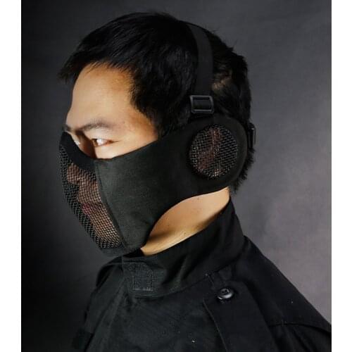 Tactical Airsoft Masks Metal Steel Net Mesh Protect Ears Mask Field Hunting Military War Games Tactical Shooting Paintball Mask