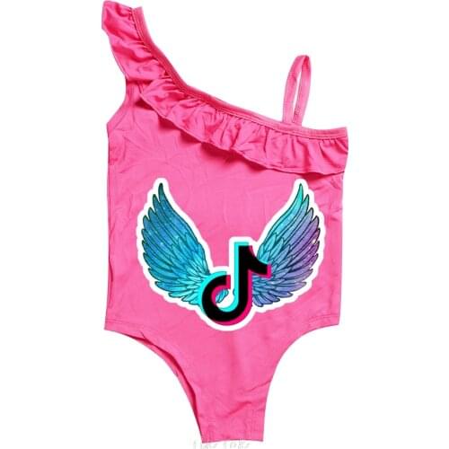 Tik Tok T-shirt New Summer Dress Child Swimsuit Cartoon Cosplay Girls Swimming Jumpsuits Party Fashion Costume Dress