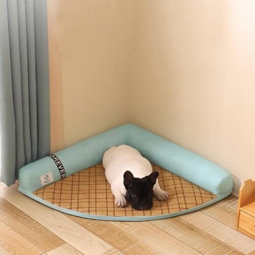 Dog Corner Nest Cushion Dog Mat Supplies Dog Detachable Washable Summer Nest Cat Mat Bed Bed For Dog Soft Pet Bed Accessories