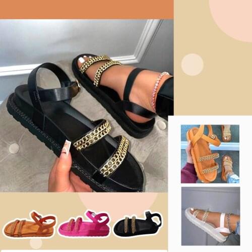 Outdoor Casual Sandals Women New Summer Shoe 2021 With Gold Chain Thick Bottom Of Muffin Sandals Sandalias De Las Mujeres
