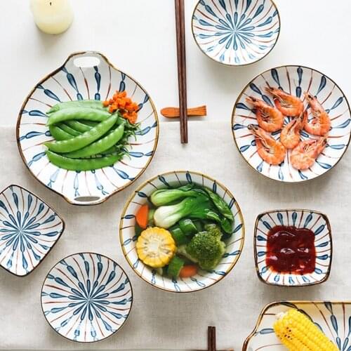 Japanese-style tableware bowls and plates underglaze ceramic bowls household single eating rice bowl soup bowl noodle bowl Japan