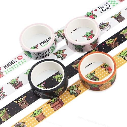Yoda Baby Washi Tapes Anime Master Star Disney Figure Kids Toys Tear-off Stationery Sticker Multicolor Hand Account Decoration