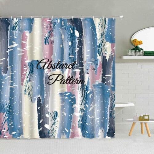 Colored Gradient Color Abstract Art Shower Curtain Graffiti Geometric Pattern Waterproof Fabric Bathroom Decor Hooks Curtains