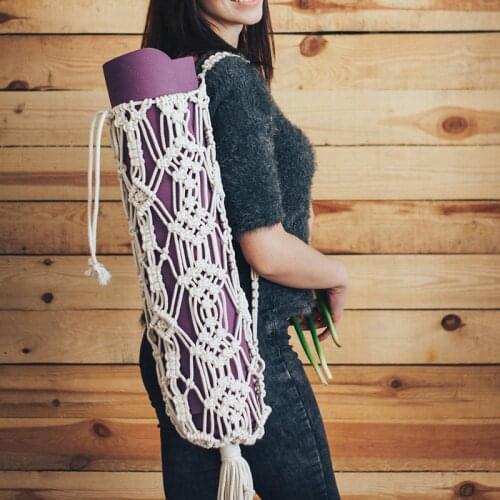 Boho Yoga Bag Women Bag Sports Multifunction Professional Pilates Mat Case Crochet Macrame Yoga Mat Bag Fitness Carriers