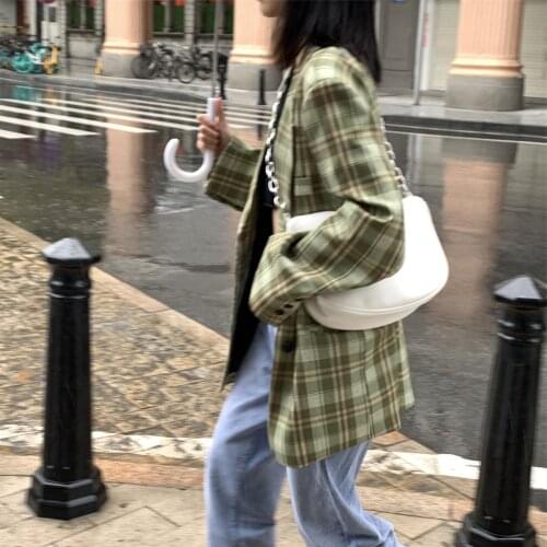 Blazer Women Fall Color-Blocking Plaid Suit Casual Suit Jacket Women Veste Femme