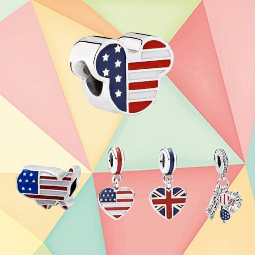 2020 High Quality Fashion New American Flag Series Pendant Beads Original 1:1 Womens Party Simple Jewelry Accessories Gift