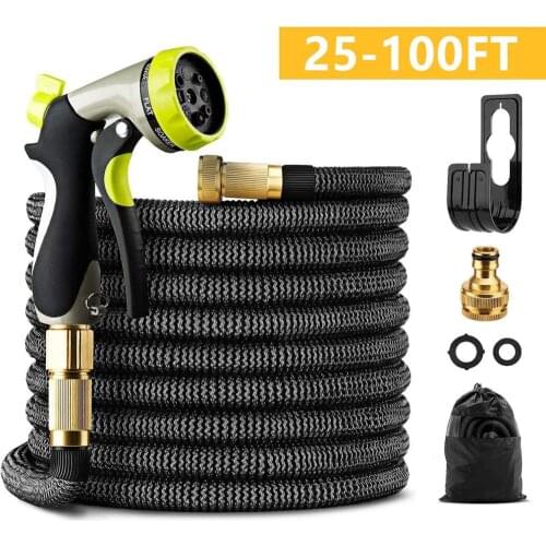 25FT-150FT Garden Hose Flexible Expandabl with Brass Connectors 8 Function Spray lexible Anti-Kink for Home Garden Car Cleaning