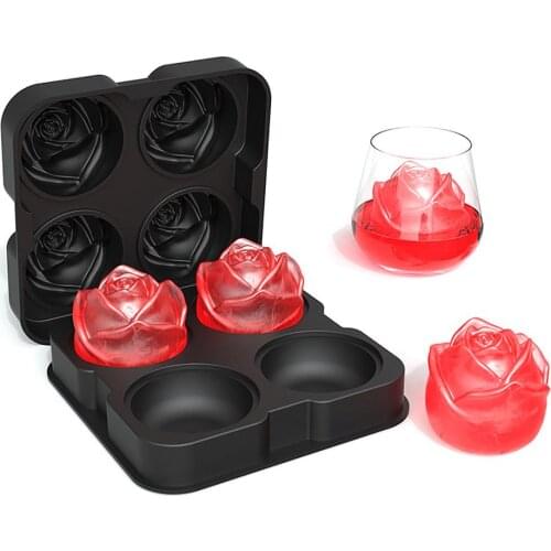 3D Rose Ice Cube Tray Silicone Mold Ice Ball Maker Drink Ice Cream DIY Tool For Chilling Cocktails Whiskey Wine Mould Party Bar