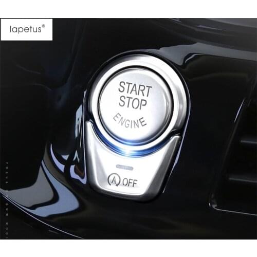 Lapetus Accessories Fit For BMW 5 Series G30 530I 2017 - 2021 Start Stop Engine Push Button Frame Key Molding Cover Kit Trim