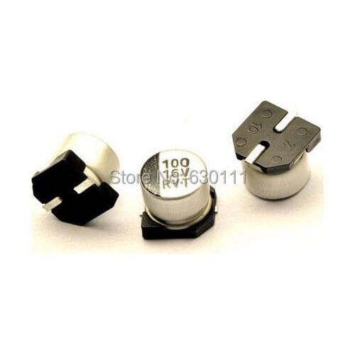 100PCS 16V 100UF SMD Aluminum Electrolytic Capacitor 100UF 16V 6.3*5.4MM