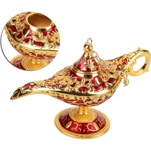 Hollow-Out Magic Legend Lamp Figurine Carved Wonderful Wishing Light Collectable Small Magical Fairy Tea Pot Home Decor Gift