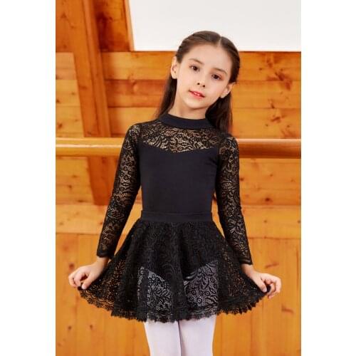 Ballet Dancing Skirt Girls 2021 New Black Practice Dance Costume Leotard Children High Quality Long Sleeve Ballet Dance Wear