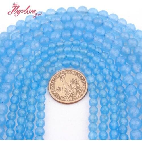 Round Faceted Sy Blue Jades Beads Stone Loose Beads for Women Men DIY Necklace Bracelet Earrings Rings Jewelry Making 15"