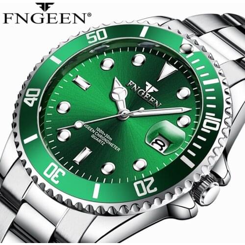 Mens Best Watch High Quality Top Brand Quartz-watch Stainless Steel Water Ghost Man Watches Luminous Analog Display Erkek Saat