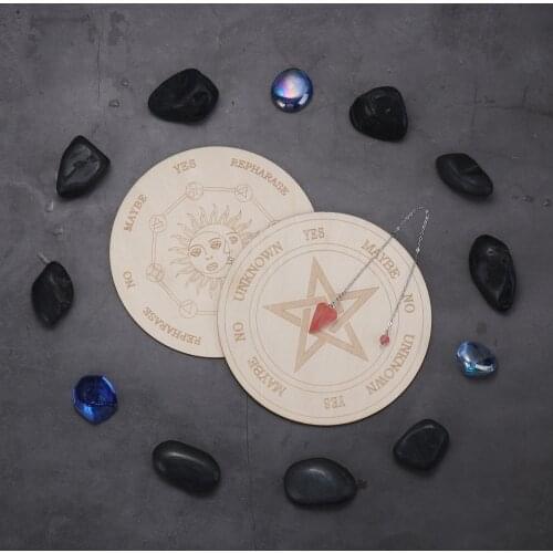 Wooden Carven Altar Divination Pendulum Board Star Sun Moon Laser Cut Slice Wood Base Coasters Wall Sign Decor Hexagonal Pointed