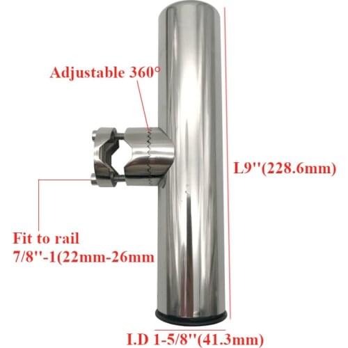 High Quality Rod Holder Marine Stainless Steel Fishing Rod Holder Clamp On For 7/8"-1"Boat Fishing Tackle