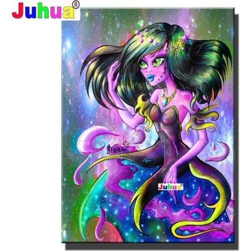 Diy Diamond Painting Cross Stitch Devil Girls Picture Full Square Round Diamond Embroidery Home Mosaic Needlwork Rhinestones Kit