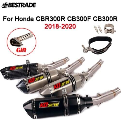 For Honda CBR300R CB300R CB300F 2018-2020 Motorcycle Exhaust 51mm Muffler Tips Silencer Pipe Slip Mid Link Pipe Stainless Steel