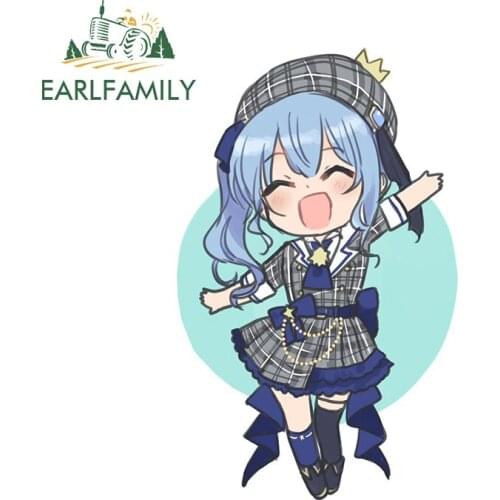 EARLFAMILY 13cm x 8.8cm for Hololive Anime Girl Car Sticker Surfboard Windows Decal Waterproof Car Assessoires JDM Decoration