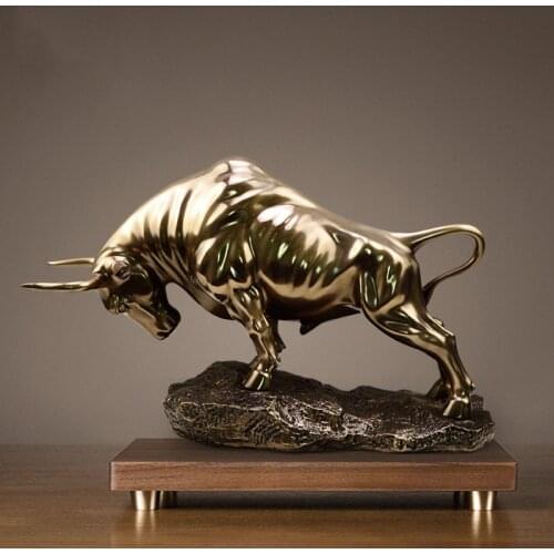 European Geometric Bull statue Home Decoration Accessories Vintage Resin Craft mascot Desk Decoration Statue And Sculpture Arts