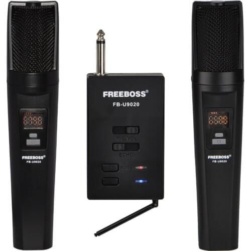FREEBOSS FB-U9020 2 Way 2x30 Adjustable Frequency 2 Handheld Bluetooth Party Church School Dj Karaoke Wireless Microphone