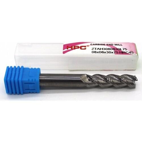 Router bit 8*8*75 with 3 flutes HRC 45 square flatted mill cutter tungsten carbide end mills CNC machine milling tools