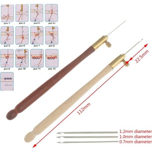 Hot Selling Useful New French Embroidery Needles Tambour Crochet Hook Luneville Hook With 3 Needles Glitter Bead Embroidery Tool