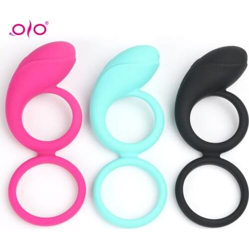 OLO Penis Ring Vibrator Cock Ring Couple Lover Sex Toys for Men Time Delay Ring Soft Silicone Sexy Dual Ring