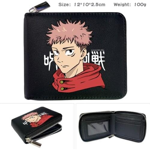 Anime Jujutsu Kaisen Cartoon PU Wallet Card Photo Holder Print Zipper Note Compartment Coin Pocket Short Boys Girls Purses