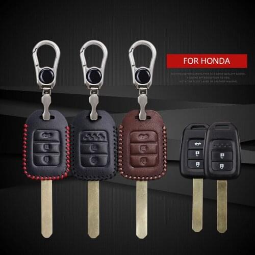 Leather Car Key Cover Case for Honda Accord 9 Civic 2018 2019 4D HRV Forza Fit Freed Vezel CRV Pilot Keyring Chain Accessories