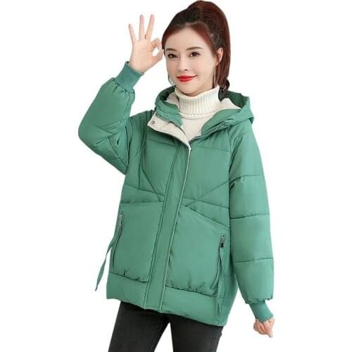 2021 New Winter Jacket Women Parkas Fashion Hooded Thick Warm Down Cotton Jacket Loose Female Outwear Snow Wear Clothing Coats