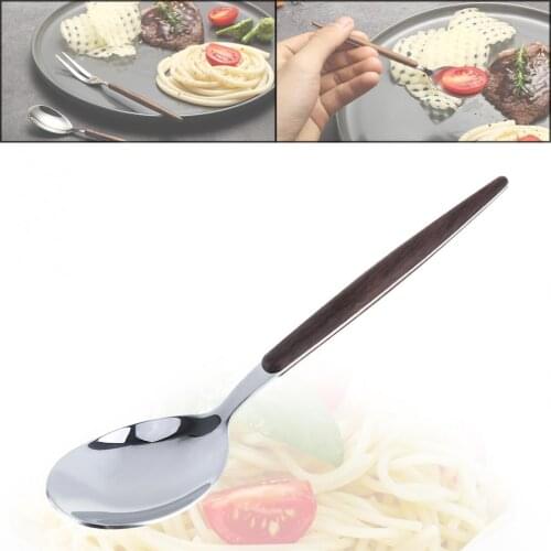 Small Exquisite Thickened Wood Grain Pattern 304 Stainless Steel Tableware Dessert Spoon for Kitchen Food Tableware Dinnerware