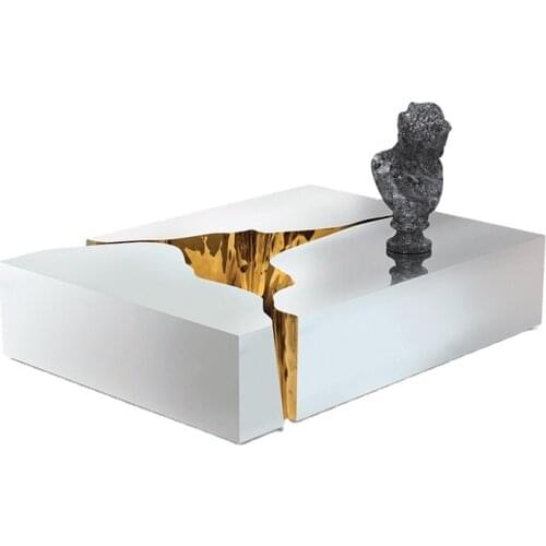 Living Room Furniture Modern Coffee Table Center Table Stainless Steel White