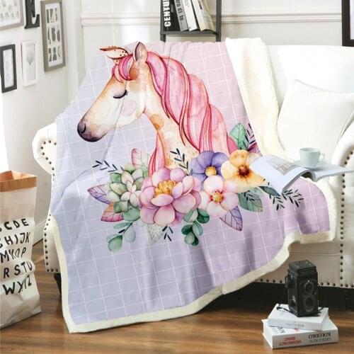 Cute Unicorn Blankets Throw Pink Color Cartoon Babies Blanket 3D Print Plush Bedspread Sofa Bed Cover for Kids Children Gifts