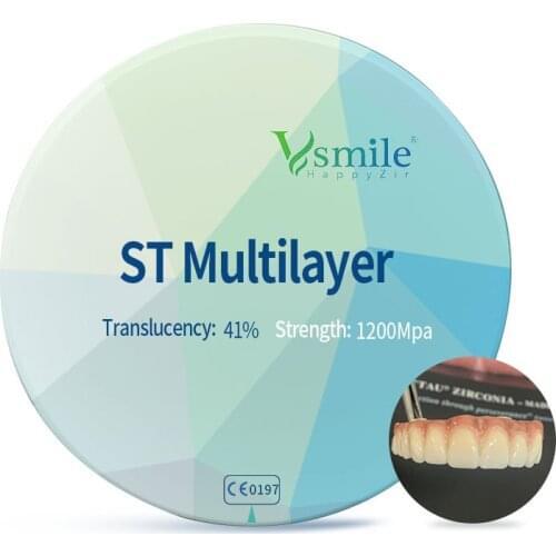 Dental Material ST Multilayer Zirconia Disc Suitable For Open CADCAM System for Making Full Brigde