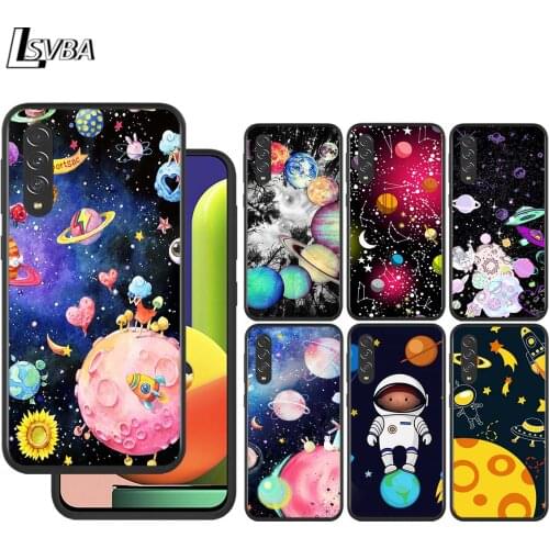Space Cute Cartoon for Samsung Galaxy A90 A80 A70 A60 A50 A40 M30 A20E A2Core A10S A10E Silicon Soft Black Phone Case