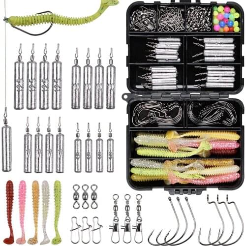 178pcs/box fishing lure accessories kit with Dropshot fishing Sinkers Wacky Hooks Swivels Snaps for bass trout fishing