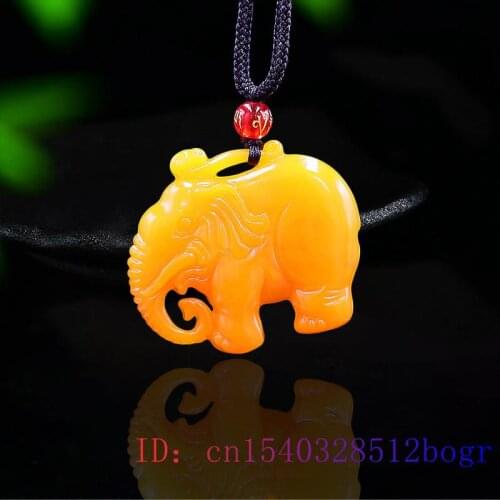 Jade Elephant Pendant Chinese Gifts Jewelry Double sided Yellow Necklace Natural Jadeite Carved Fashion Charm Amulet