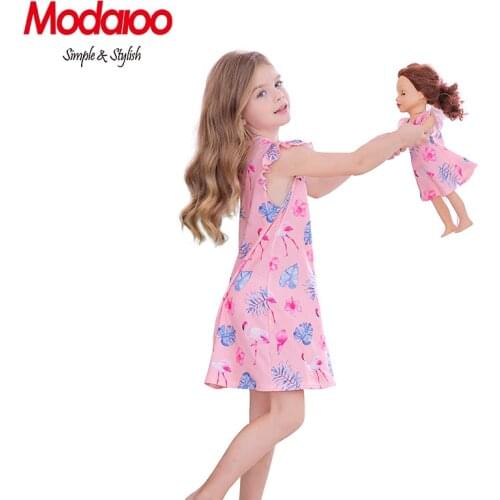 ModaIOO Girls Nightgown Nightshirt Pajamas Nightdress Sleepwear Pajamas Dress With 18-inch doll skirt