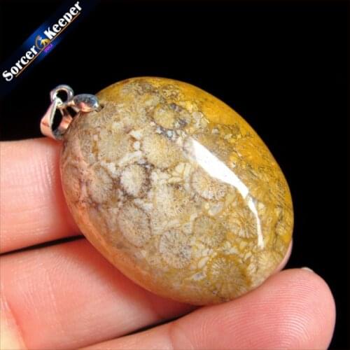 New Classic Hot Natural Healing Crinoid Fossil Gem Stone Pendant Necklace For Women And Men Chrysanthemum Stone Jewelry HS330