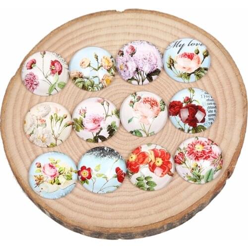 Onwear mix flower design photo round dome flatback glass cabochon 16mm 12mm 20mm 25mm diy jewelry findings for earrings pendants