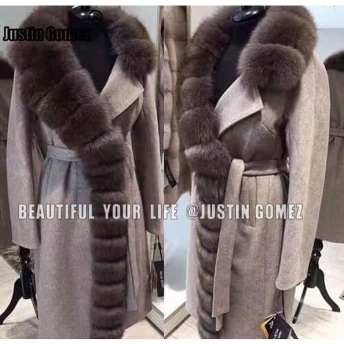 Hot Sale Natural Real Fox Fur Single Collar Double Collar Choice Winter Coat Women Elegant Lady Streetwear Plus Size Women Coat