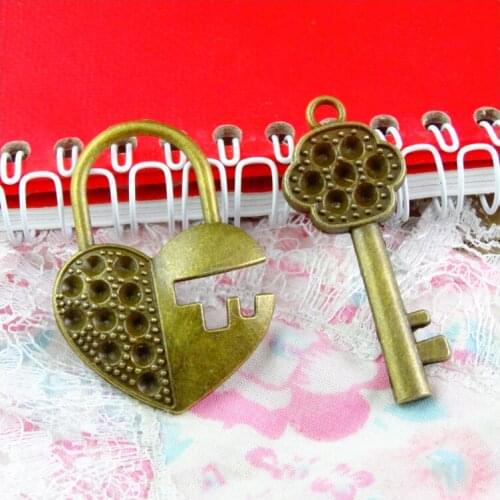 5 sets Charms Key Lock Antique Bronze Plated Pendants Jewelry Making DIY Handmade Craft