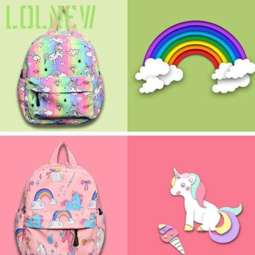 Girl School Bags Child Pink Blue Unicorn Printing Backpack Kindergarten Cute Girls Childrens Schoolbag Waterproof Kids